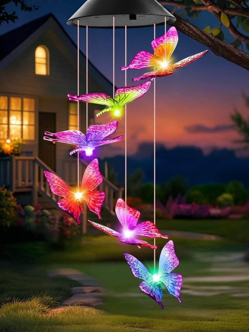 Solar Wind Chimes, Christmas Gardening Butterfly Gifts for Women